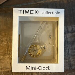 Vintage Timex Collectible Fishing Rod Mini-Clock In Original Box Fisherman Gift